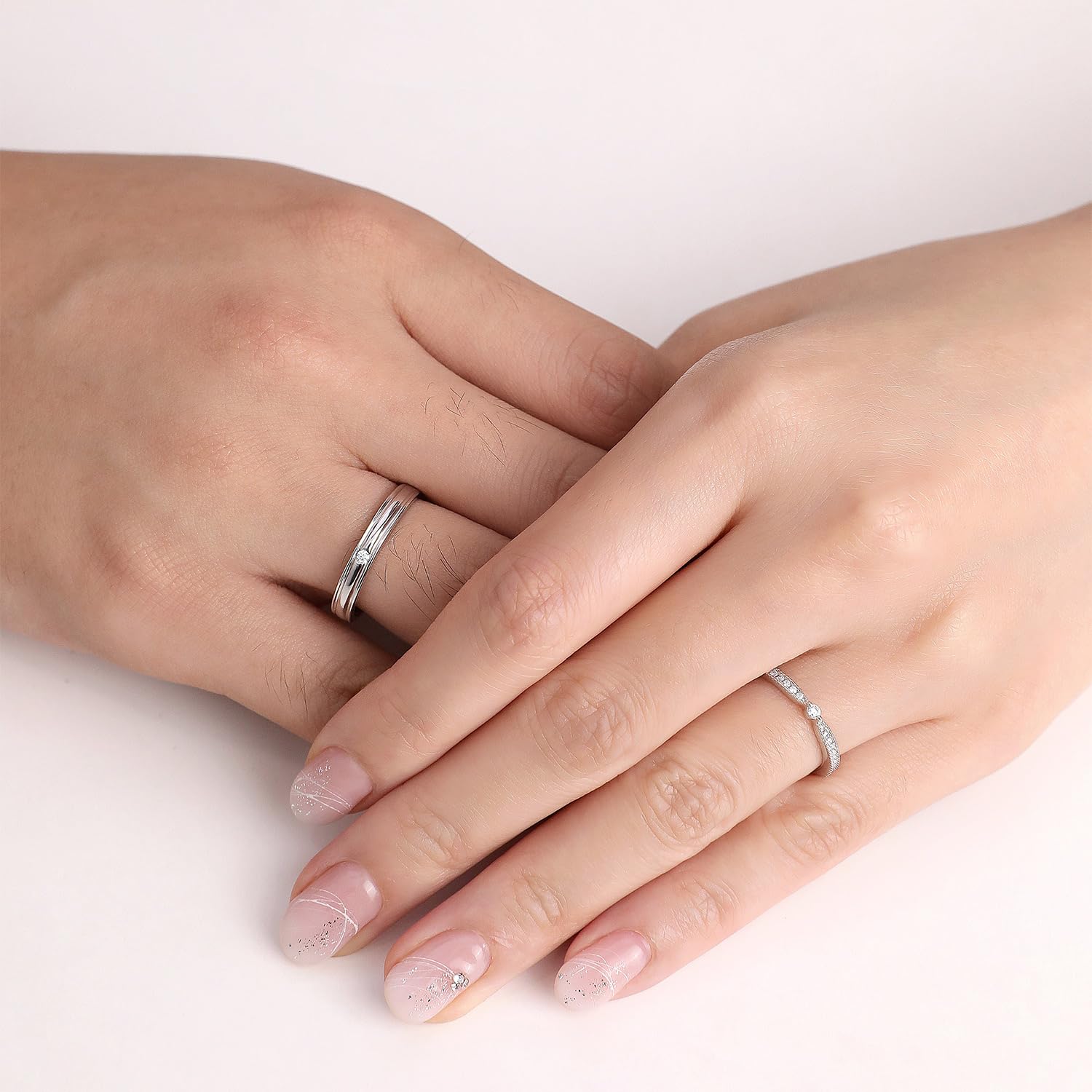 Meissa Anillo Pareja para Hombre y Mujer Alianzas de Plata Pareja Anillo de Boda Promesa Compromiso Plata 925 Regulable Anillo Regalo Aniversario (Juego de dos anillos)