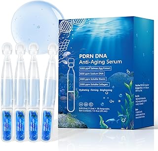 Salmon DNA PDRN Anti-Aging Serum, Microneedling Aftercare & Barrier Support with Collagen, Niacinamide & 6 Hyaluronic Acids, Wrinkles, Radiance & Hydration, Korean Skincare, 1.5 ml x 30 Vials (1Pack)