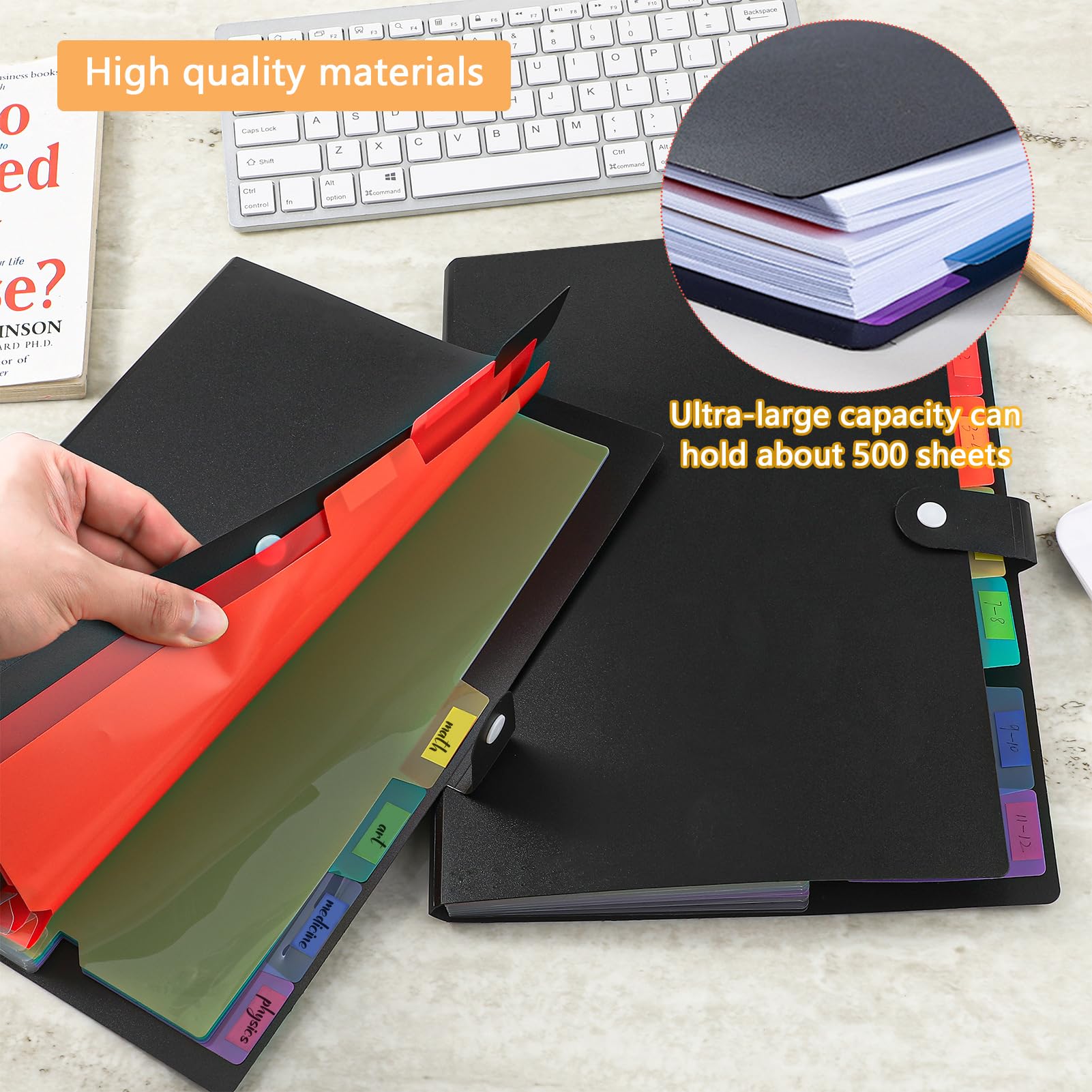 Candcamp A4 Expanding File Folder 2 Pack, 7 Pocket Document Organiser with Sticky Labels - Image 4