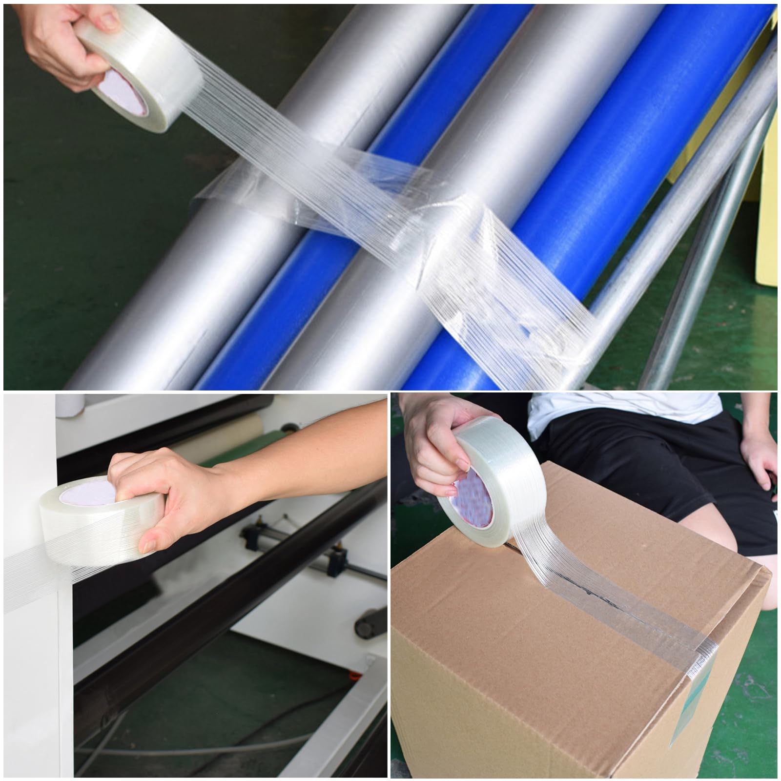 Filamentklebeband,fugendeckstreifen,paketband transparent,Geeignet für Industrie-,Haushaltsgeräte-und Elektronikindustrie wie Kühlschränke,Wasserspender,Modellbefestigung und Einrichtungsgegenstände