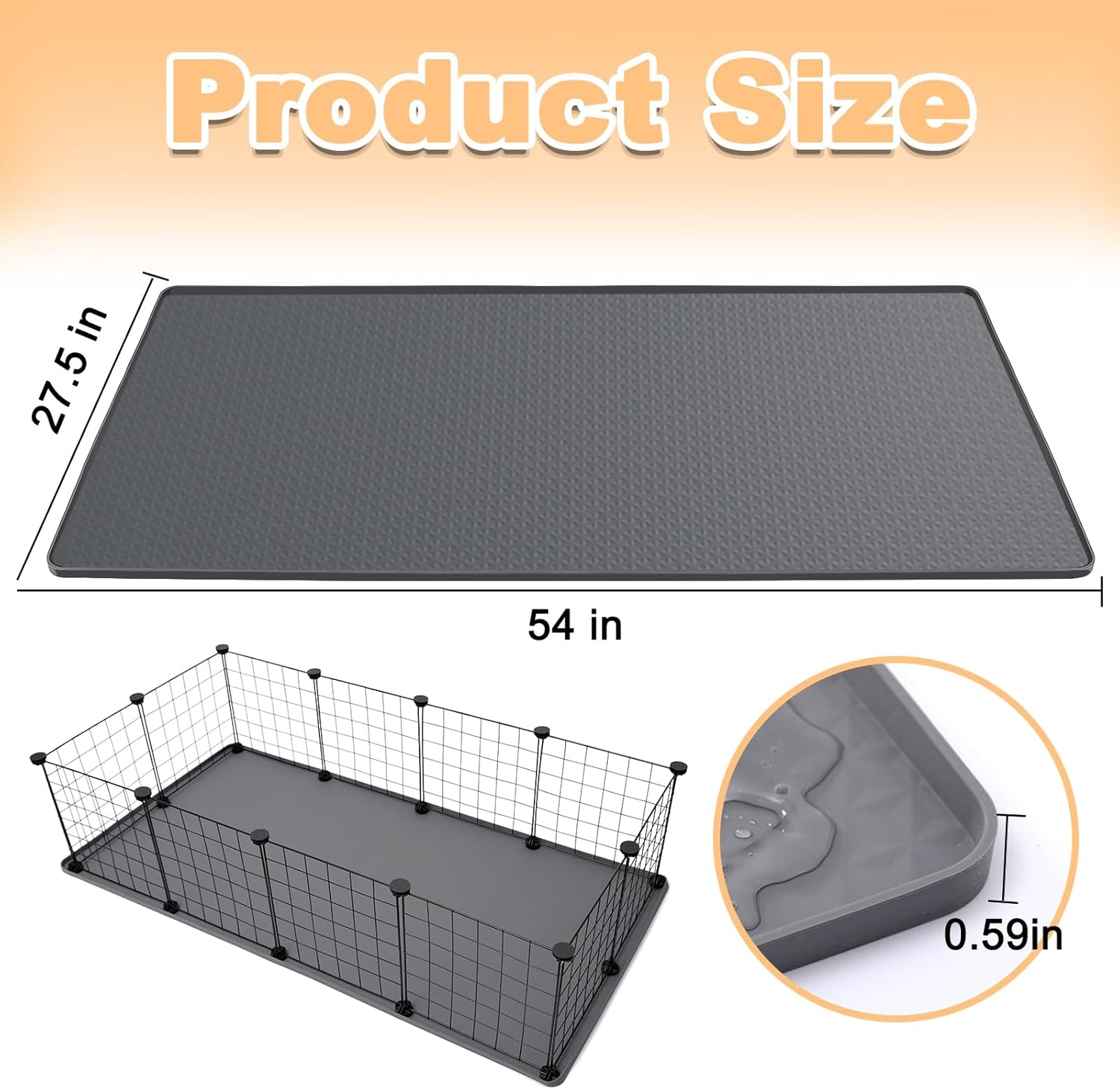 Guinea Pig Cage Liners, Rabbit Cage Liner, Waterproof Pet Silicone Pad, Reusable & Anti Slip & Waterproof,Guinea Pig Pee Pad for Rabbit,Bunny,Chinchilla,Large Size 54'L x 27.5'W