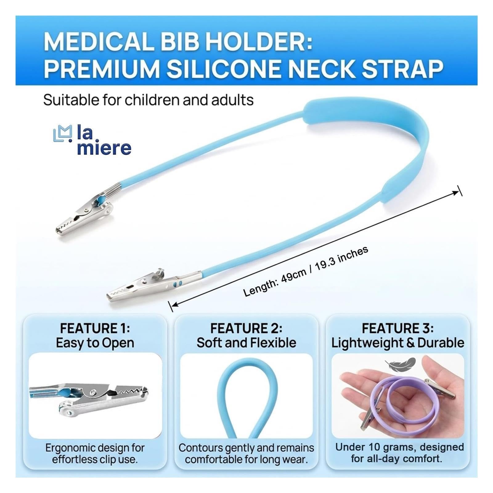 Lot de 6 pinces autoclavables en silicone pour bavoir