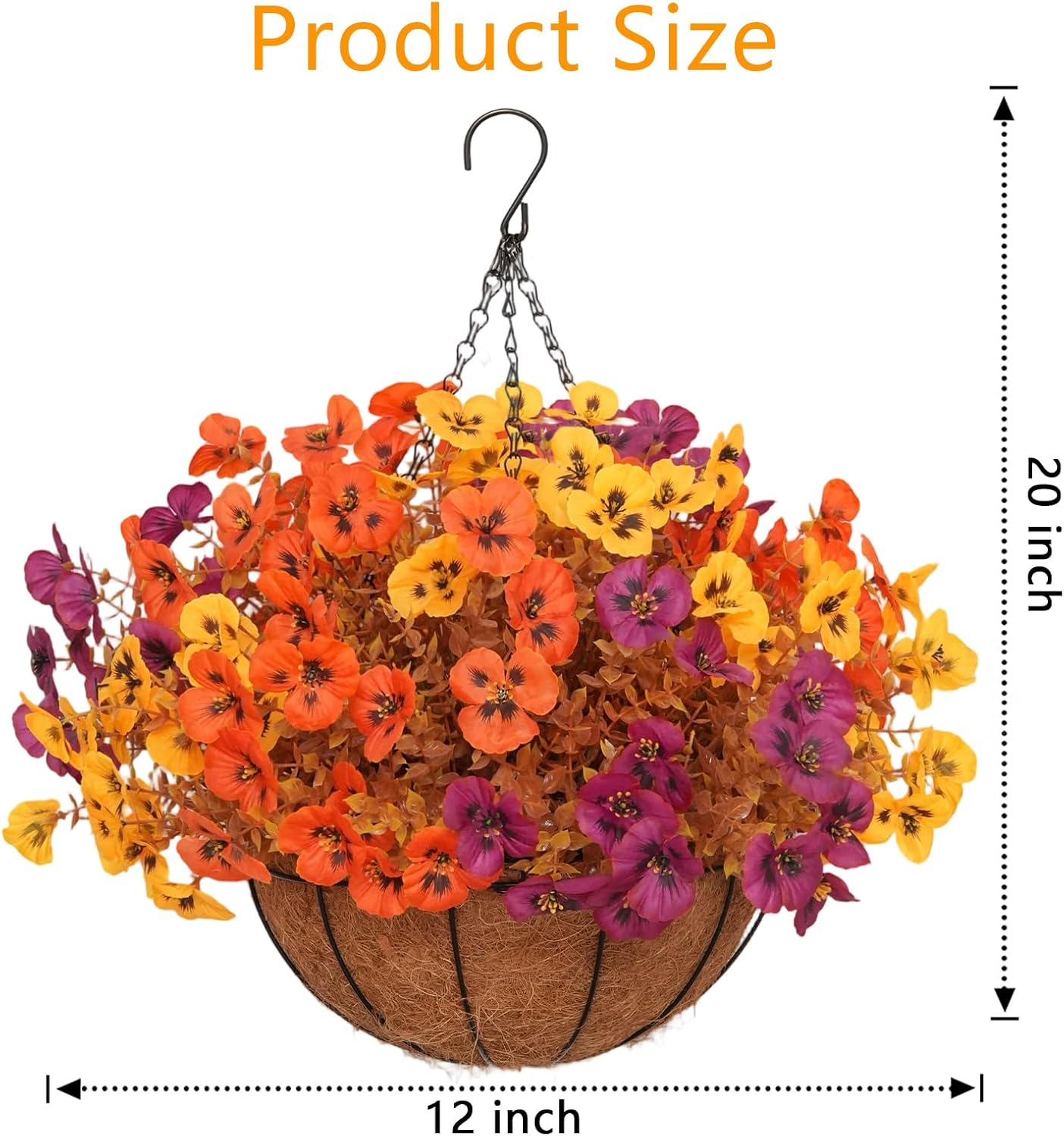 2 Set Artificial Fall Hanging Flower Baskets for Outdoor Autumn Decor
