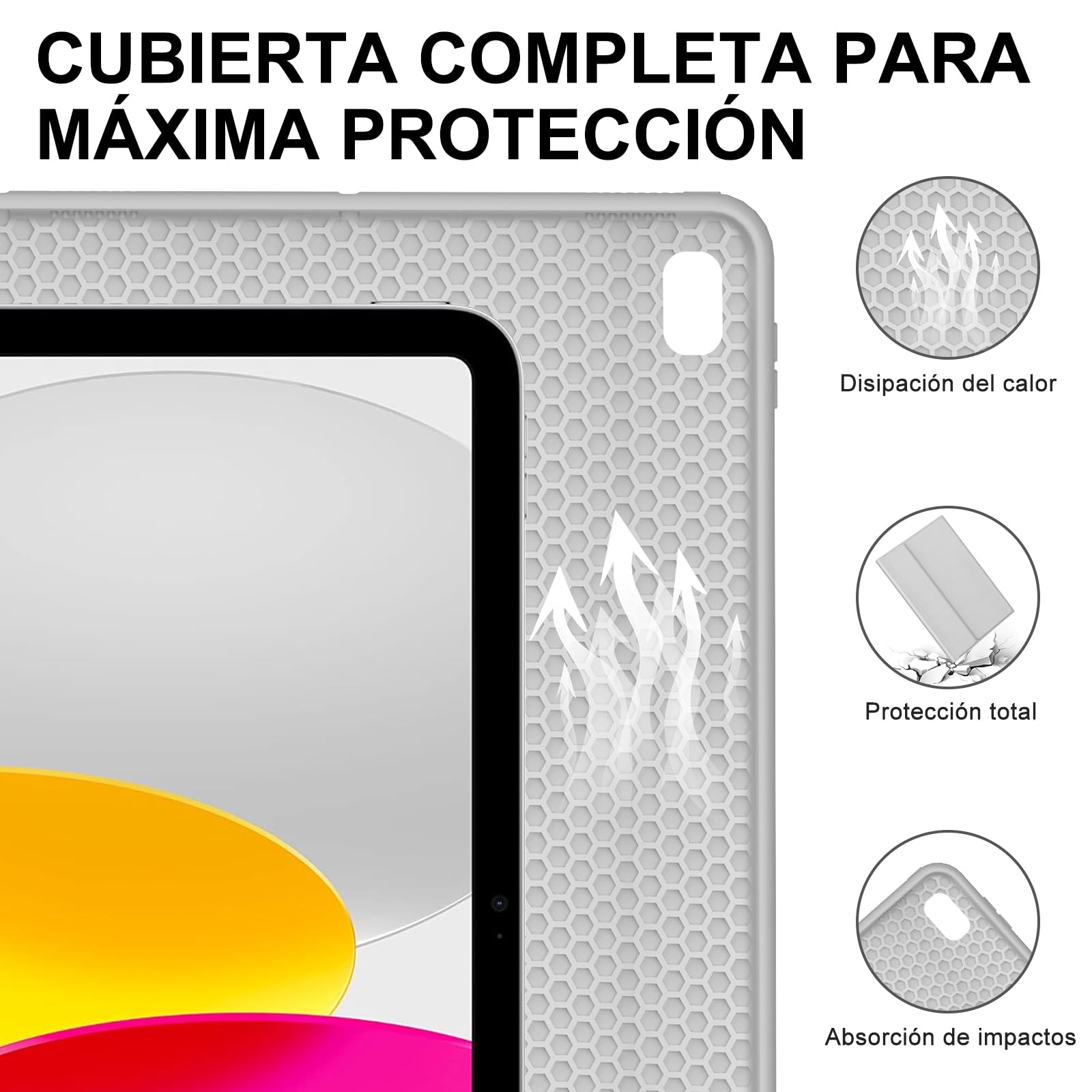 Teclado para iPad 11 Generación A16 2025/10 Gen 2022 (11/10.9 Pulgada) con Touchpad, Trackpad QWERTY Español Ñ, Keyboard Recargable Magnético Desmontable Bluetooth, Soporte para Lápiz, Gris claro