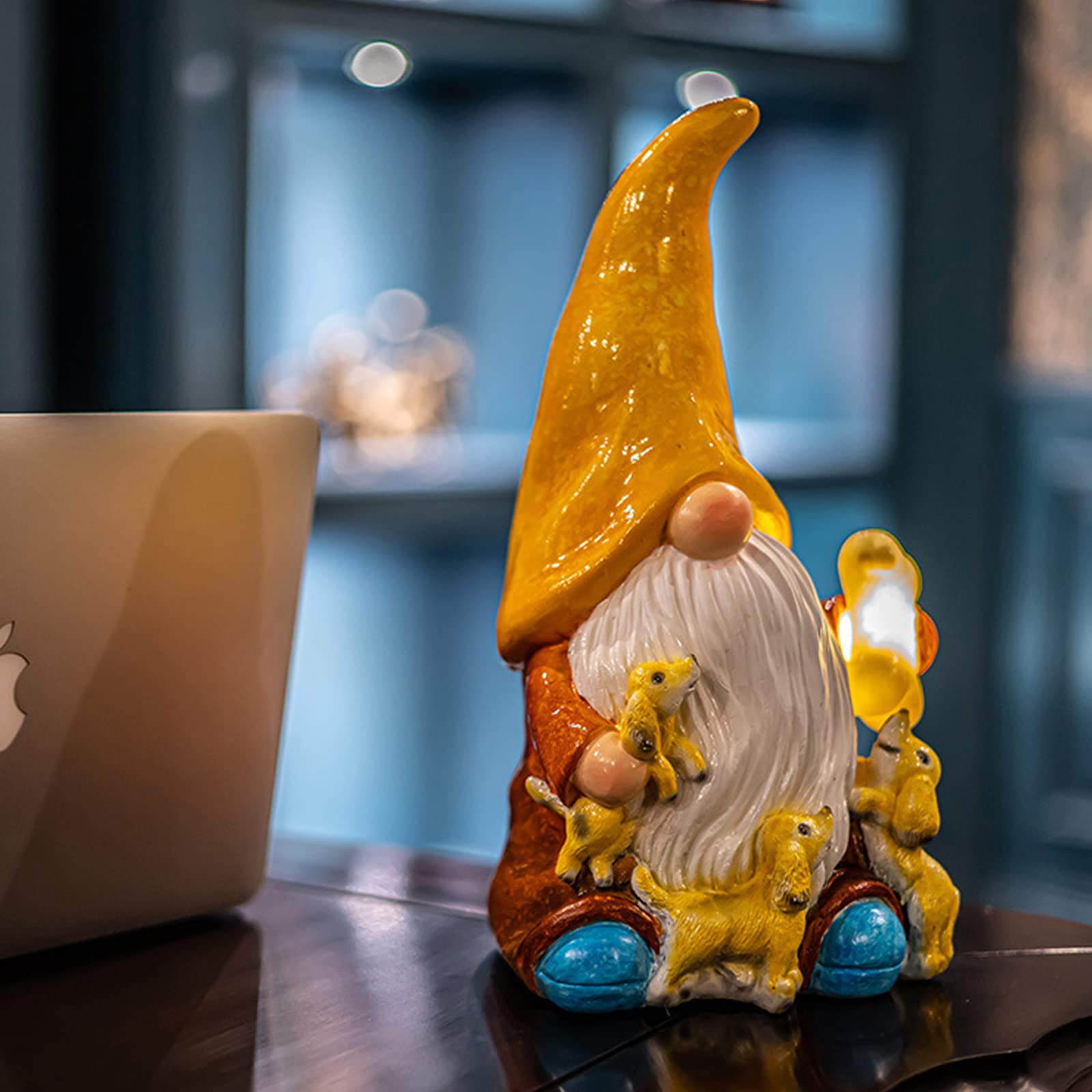 LYEAA Statue de nain décoratif en résine pour pelouse, travaux manuels, décoration de jardin, cadeaux imperméables pour les vacances, les pendaisons de crémaillère (jaune)