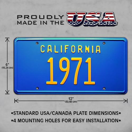 Miniatura 3 de California Vintage Hot Rod  1971  Placa de matrícula de tocador con estampado de metal