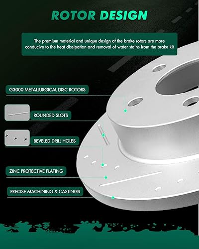 Miniatura 692 de Kits de frenos y rotores, rotores de freno SCITOO y 8 pastillas de cerámica para 08-12 para Chrysler Town & Country, 08-12 para Dodge Grand Caravan