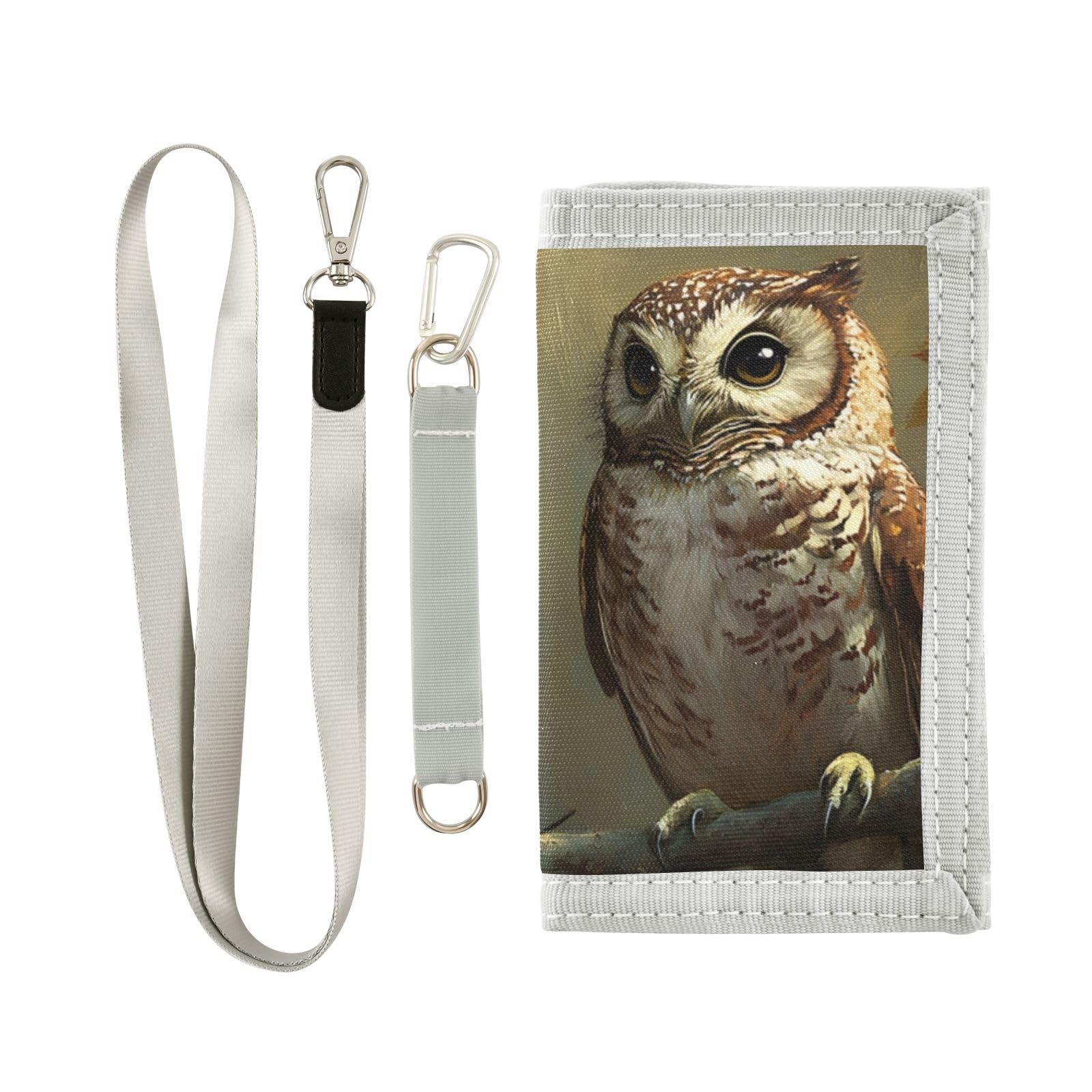 FOLIOSA Kids Wallet for Boys Girls Two Owls Print Youth Wallet with Zipper Pocket Card Holders, Novelty Wallet 4.9×2.9 in