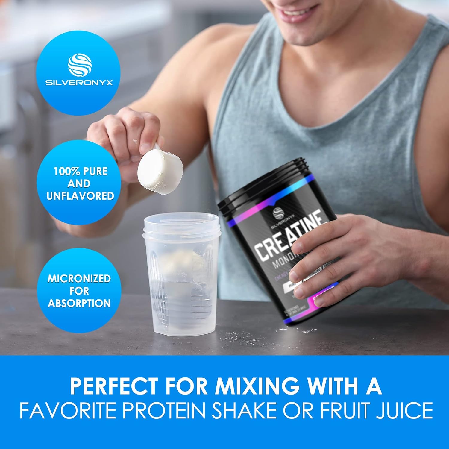 Pure Creatine Monohydrate Powder - Keto Friendly Micronized Creatine Powder