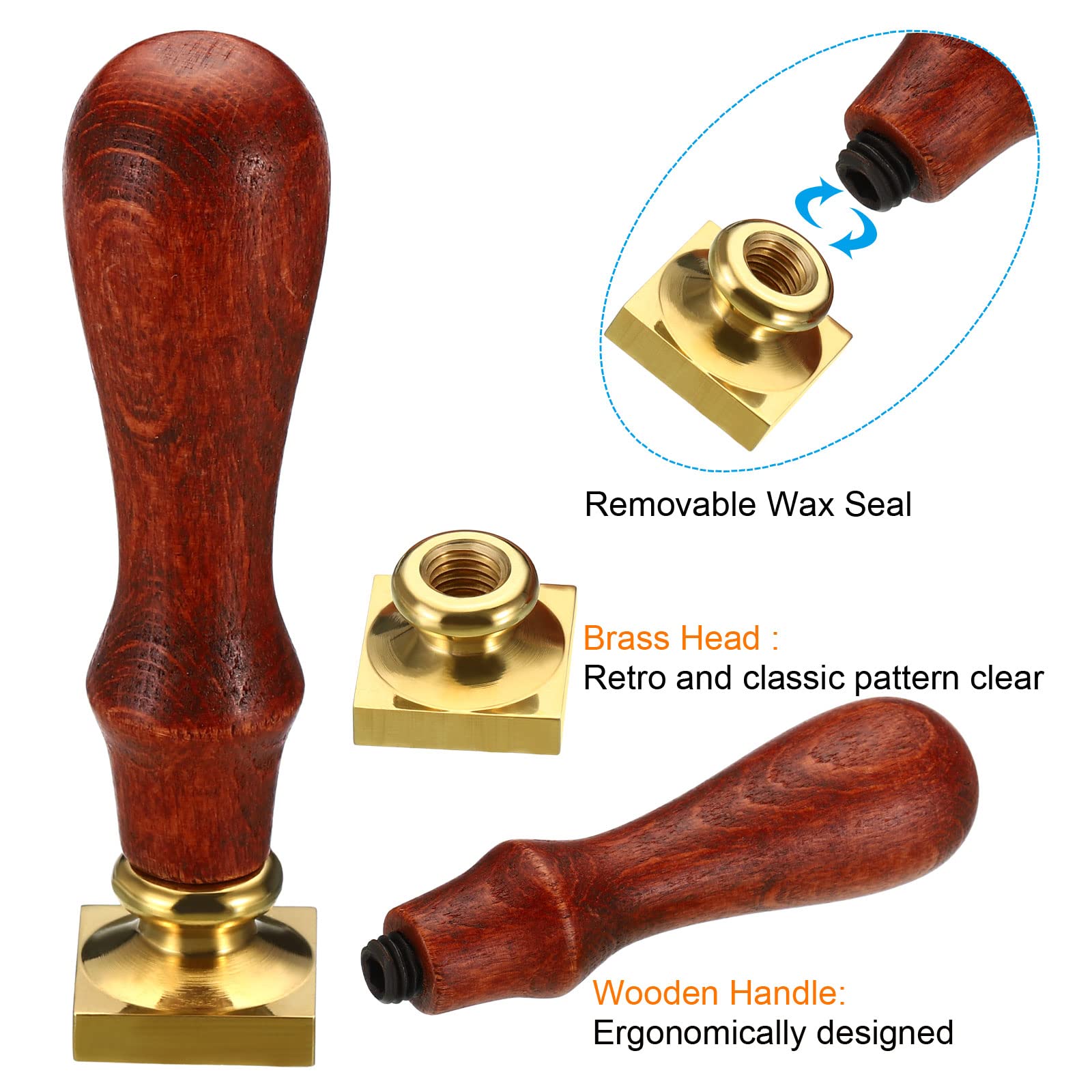 PATIKIL 20mm Square Blank Wax Seal Stamp - Image 3