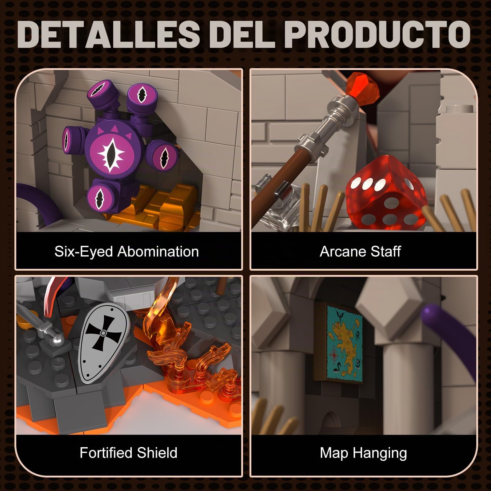 Juego de construcción del castillo Dragonfire, kit de modelo de fortaleza medieval, juego de bloques de construcción Fire Dragon para adultos y niños, decoración para la oficina en casa (919 piezas)
