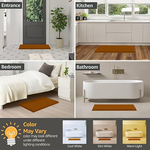 Miniatura 6 de LuxUrux Juego de 2 alfombras de baño de felpa extra suave, material de microfibra de felpilla de 1 pulgada, súper absorbente, ciruela.