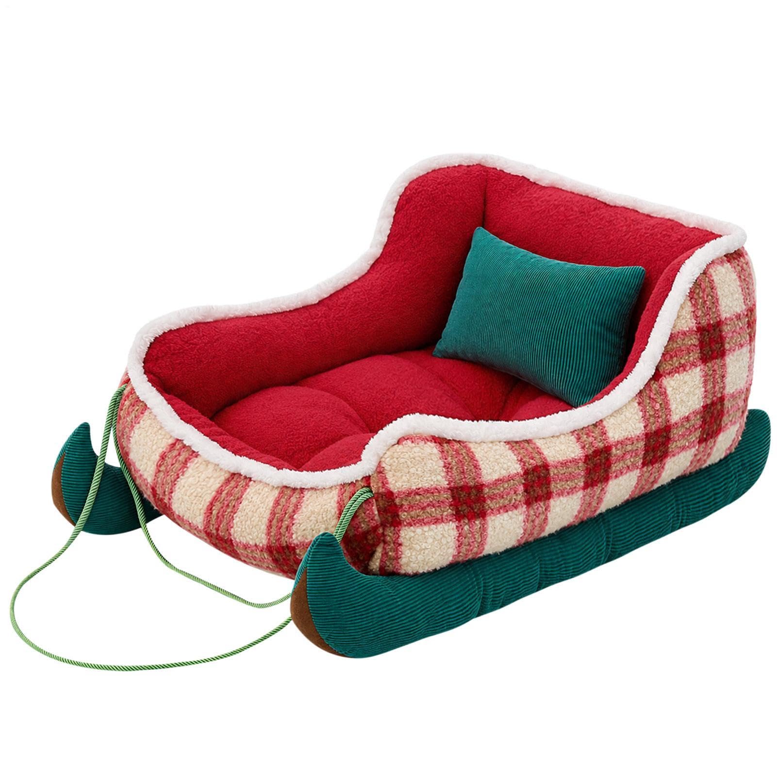 Cama trineo de perro Adorable decoración de temporada, suave y lavable