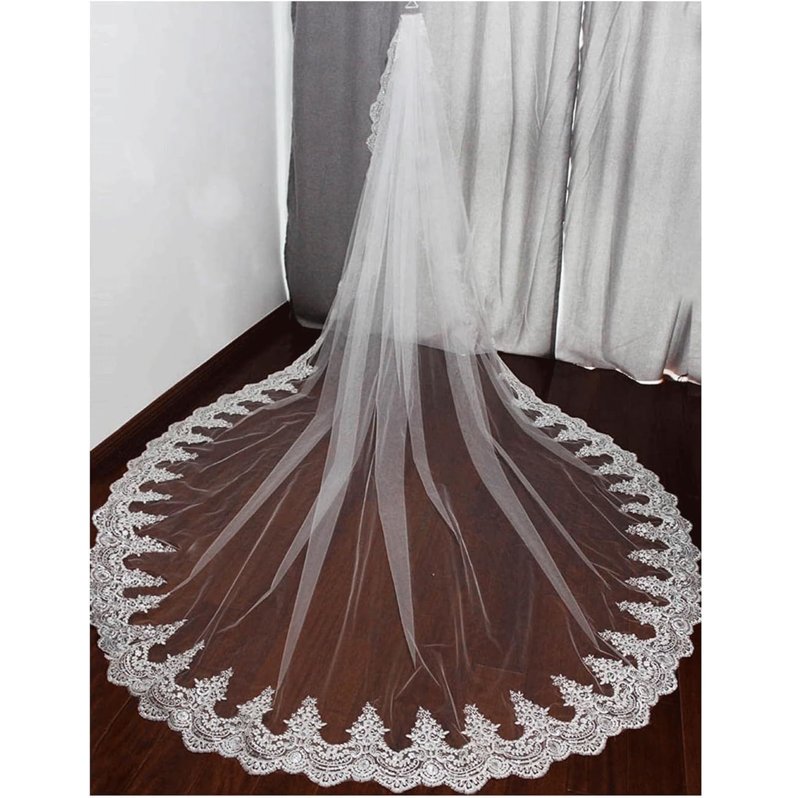 Bruids Tule Pailletten Kanten Sluiers Met Kam Bruidssluier 3 Meter Bruids Tule Sluier Lang 1 Laag Vallende Sluier Schouder Sluier