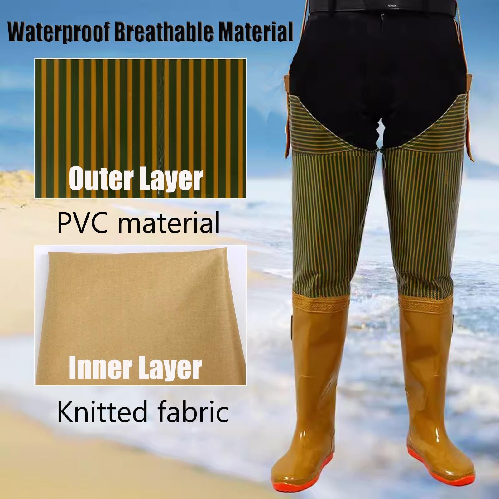 Trampolieri da Pesca | Trampolieri for uomo Donna PVC Bootfoot Caccia Pesca Giallo Taglie 4-9(9)