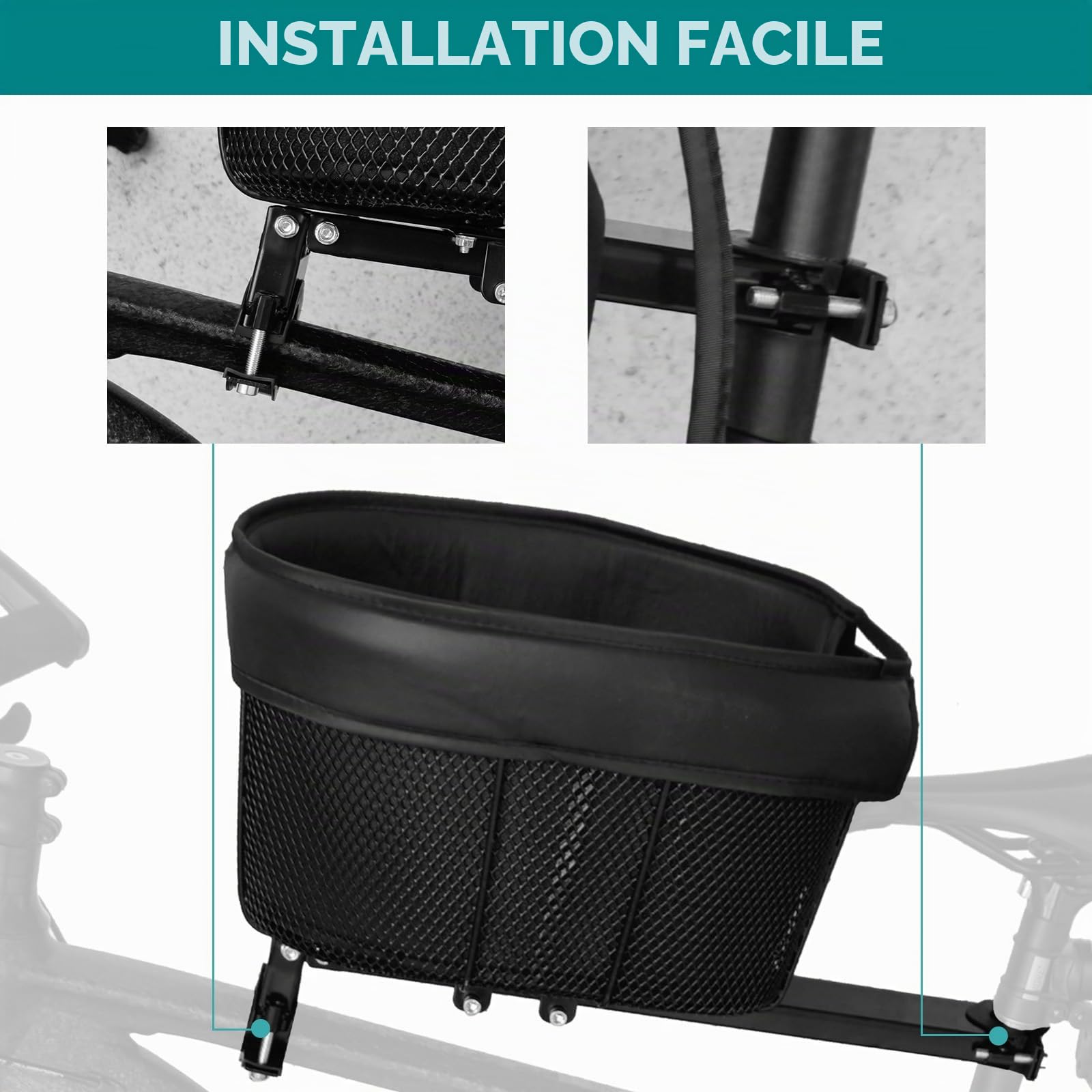 Panier Pliant pour Chien, Porte-vélo pour Petit Chat, Panier Avant Amovible, pour Animaux de Compagnie, Camping (Type B)