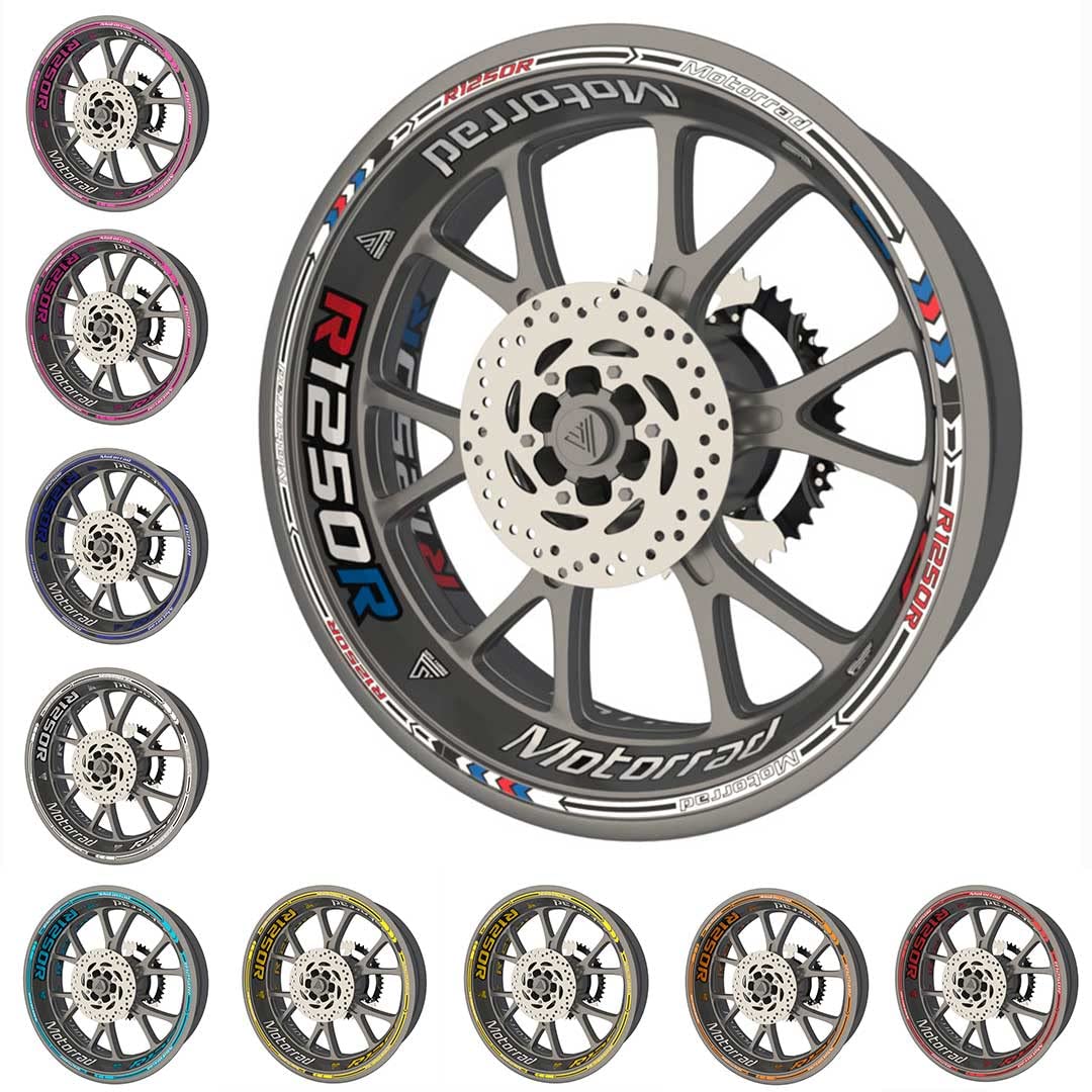 Reflektierende Felgenaufkleber Für BMW R1250RS – Set Für 2 Räder, Schachbrett-Design, Selbstklebend, 17 Zoll