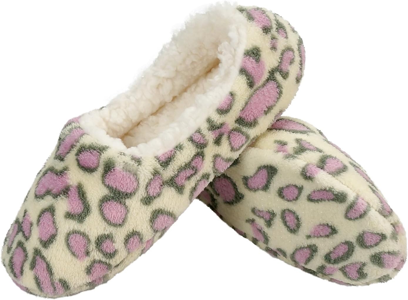 Zegee Womens Indoor Soft Slippers Non-Slip Sole Cozy Warm Slip-on House Bedroom Fuzzy Slippers (S 5-6, Leopard)