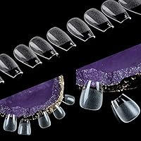 Vista 9 de UNA GELLA Puntas de uñas de ataúd extra cortas XS 216 piezas de uñas preformadas a presión extra cortas puntas de gel de ataúd de cobertura