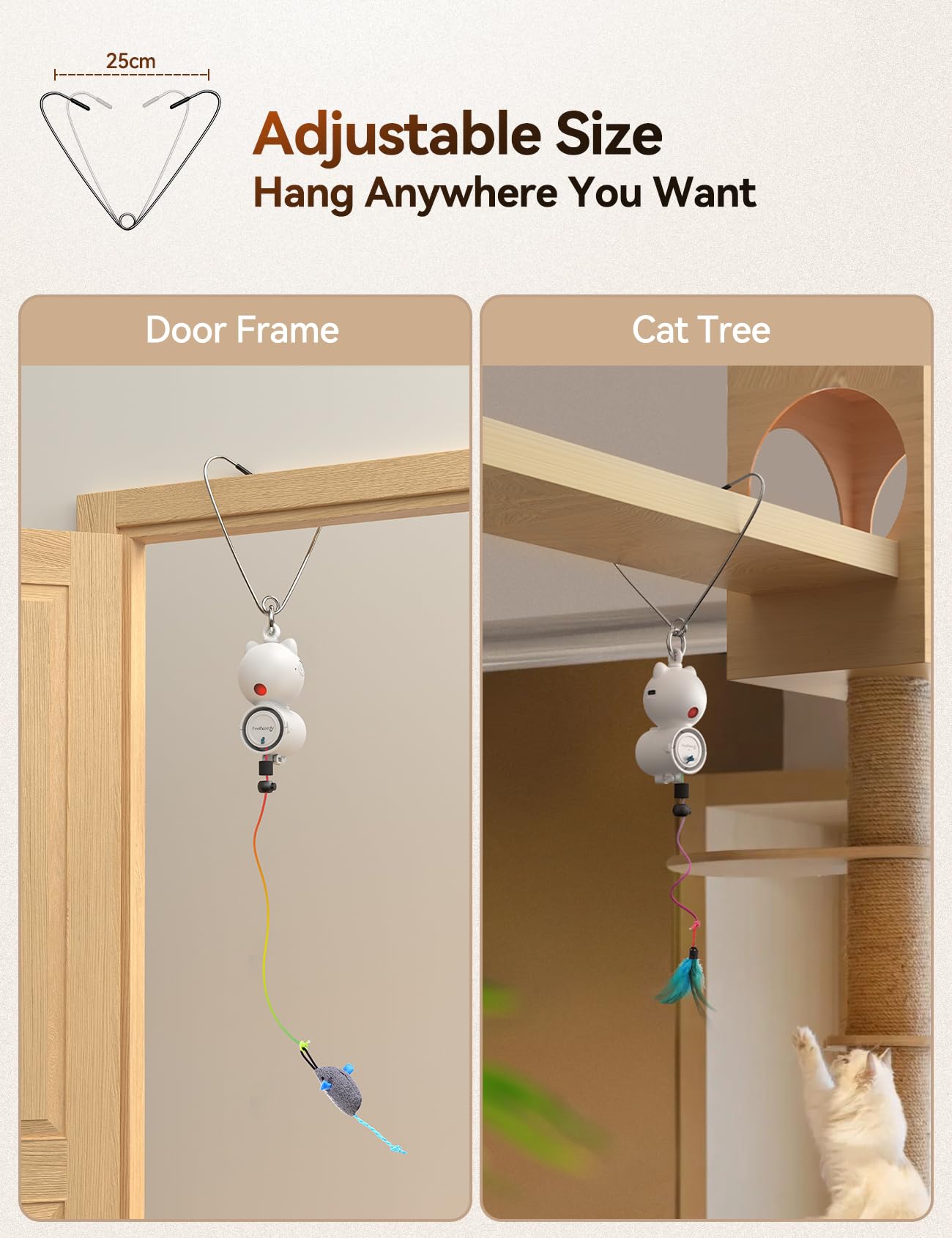 FEELNEEDY Juguete Interactivo para Gato con Pluma Y LED Luz Roja, Juguete EléCtrico Recargable para Gatos, 2 Modos, Juguete De Ejercicio para Gatos Peludos, Cat Toy Blanco