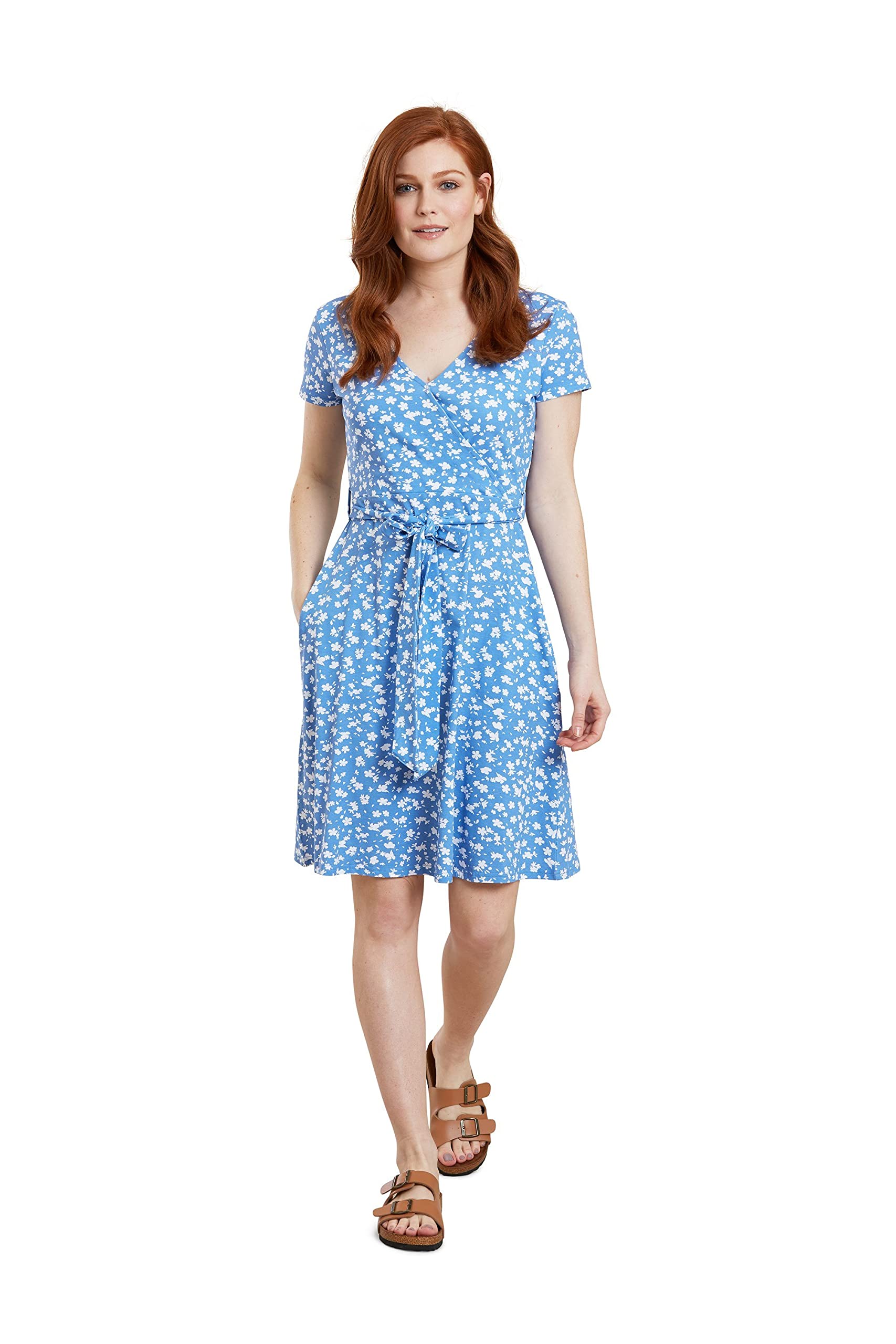 Mountain Warehouse Women's Blue 'Santorini' Lightweight Flattering Fit Uv Protection Jersey Wrap Dress In | Size: 20