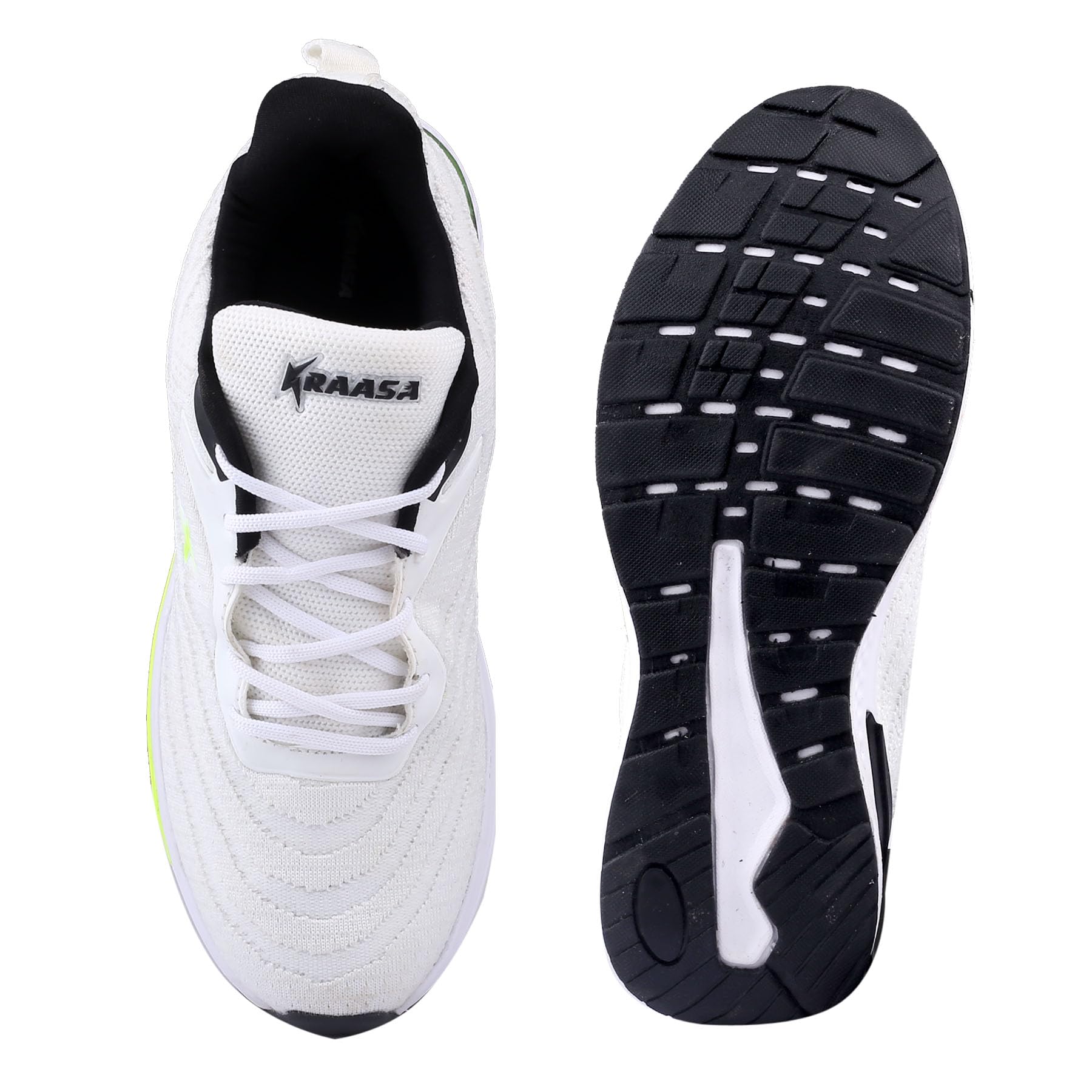Kraasa Zapatillas de correr para hombre | Plantilla de EVA acolchada suave | Zapatos para caminar y gimnasio para hombre, White1, 10 UK