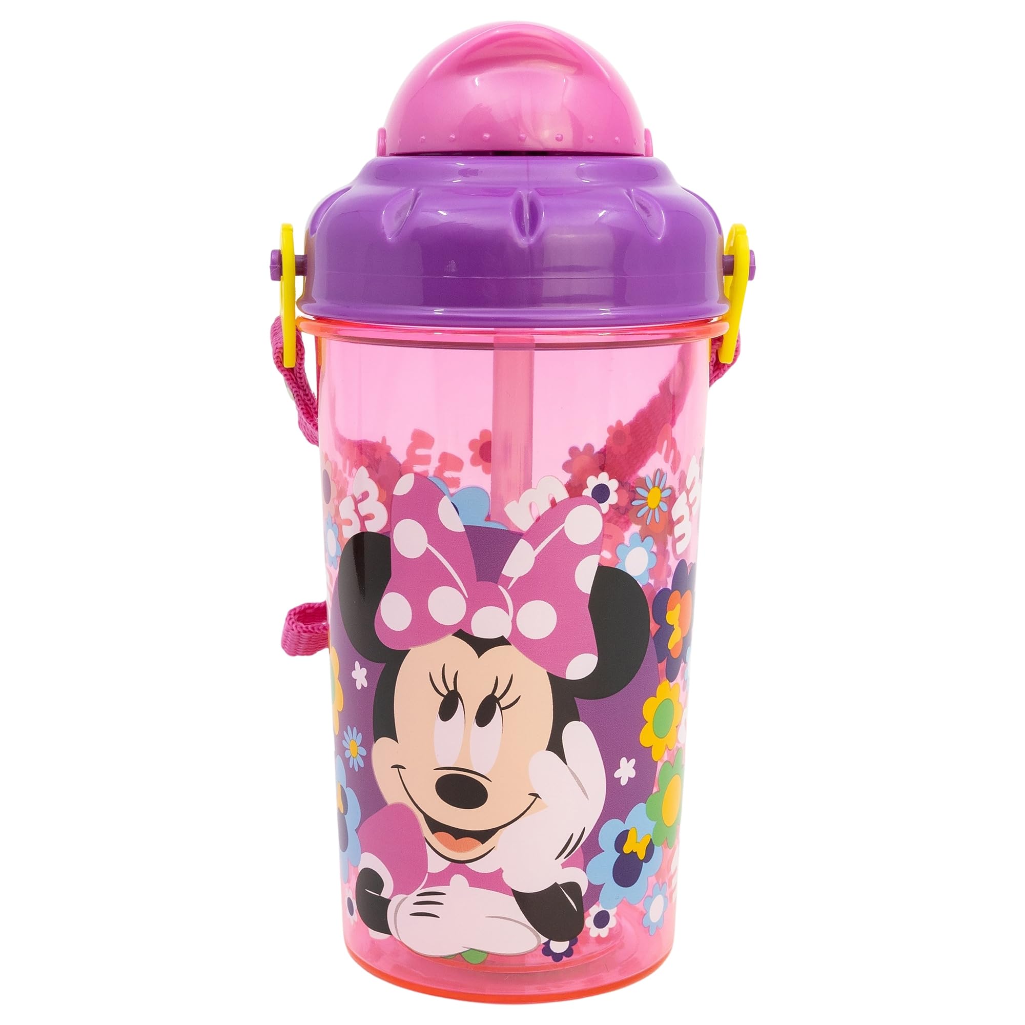 Stor Reusable Bottle with Straw 465 ml | Minnie Bold Flowers