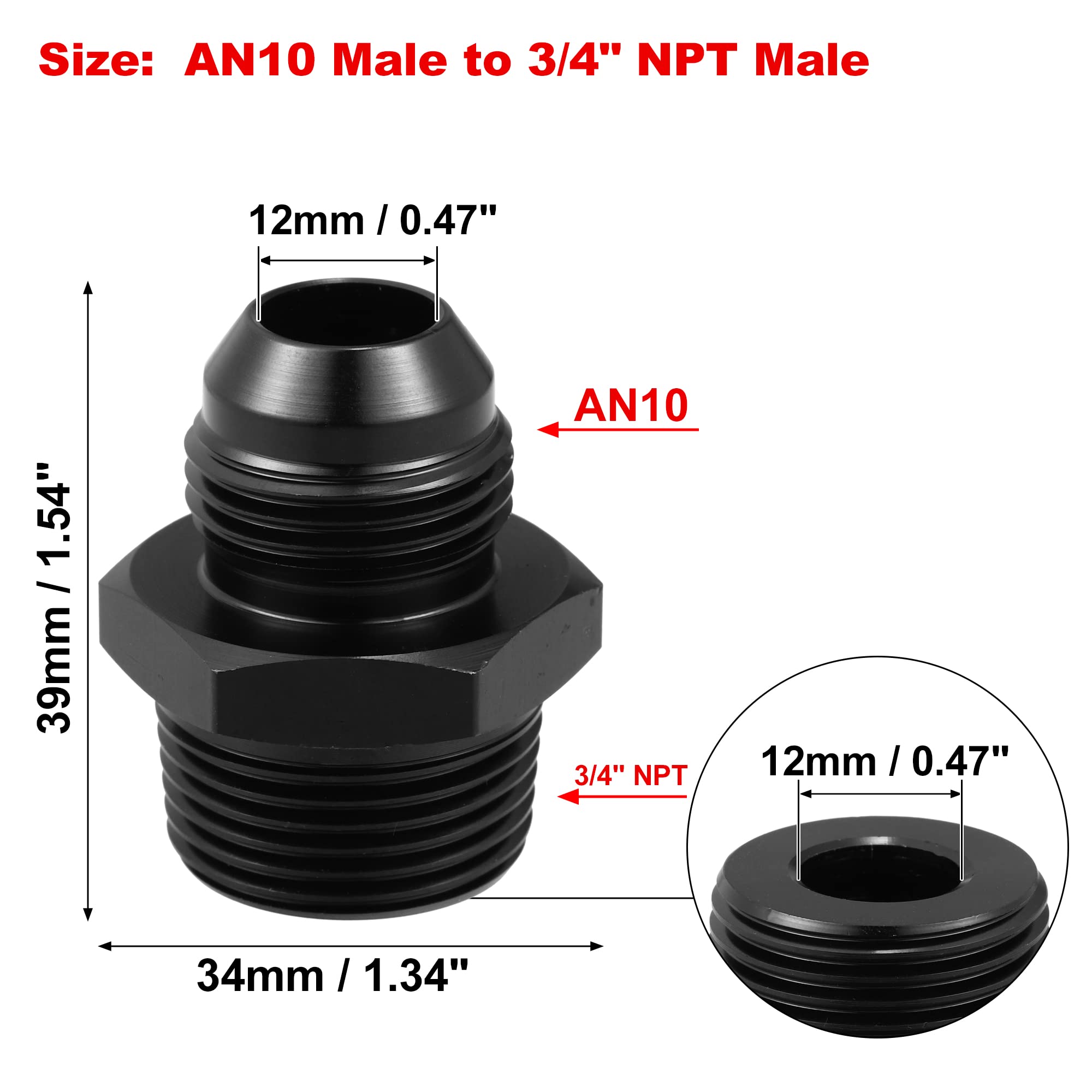 Amazon | uxcell AN10オス-19 mmNPTオス ユニオン 燃料ホース継手