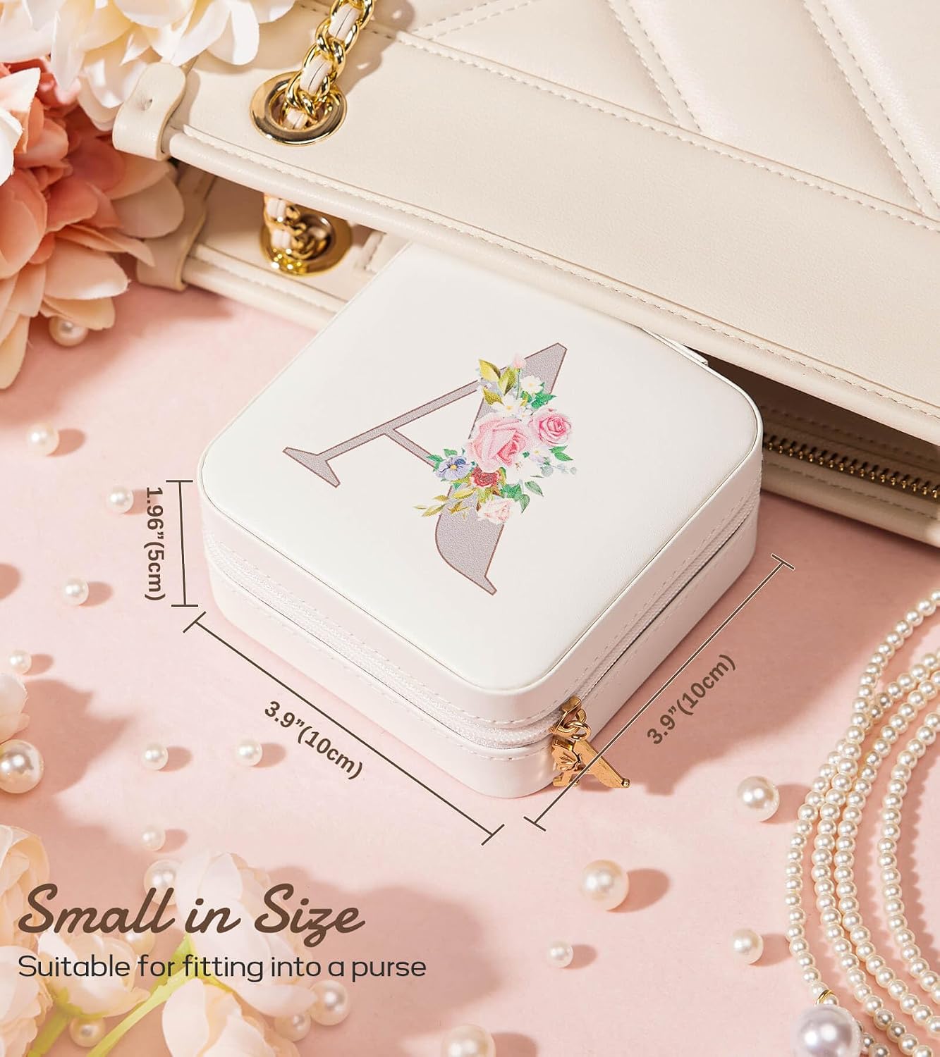 Enthralite Personalized Jewelry Box for Travel: A-Z Initial Gift for Girls image 3
