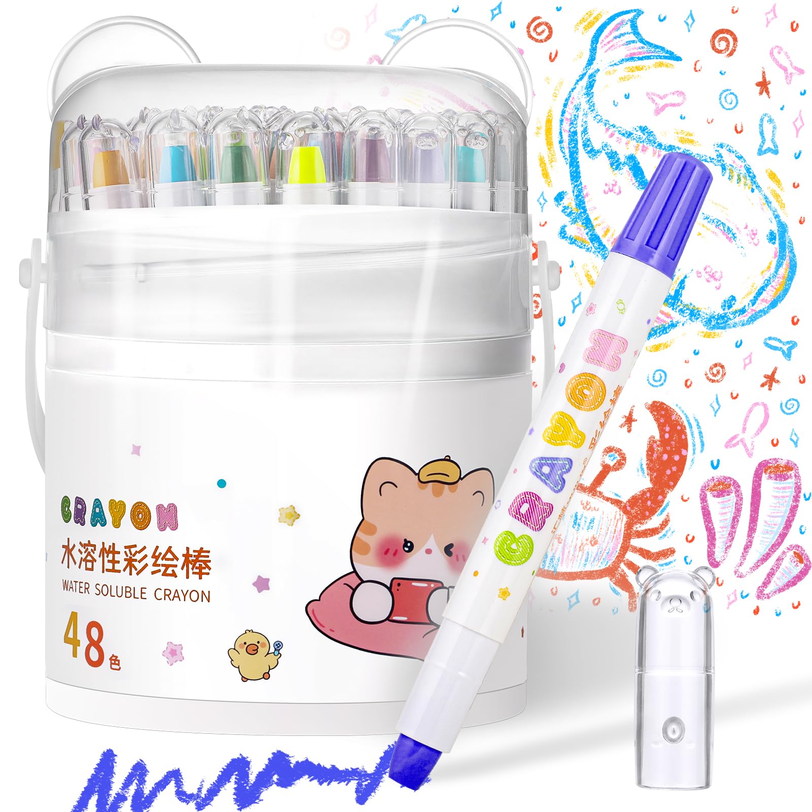 Prudiut 48 Twistable Silky Crayons, Washable, Easy Grip, Gel Crayons | 48 Colors, Smooth Gel Texture, Multicultural Shades, Durable Twist-Up Design, Easy-Clean Art Supplies