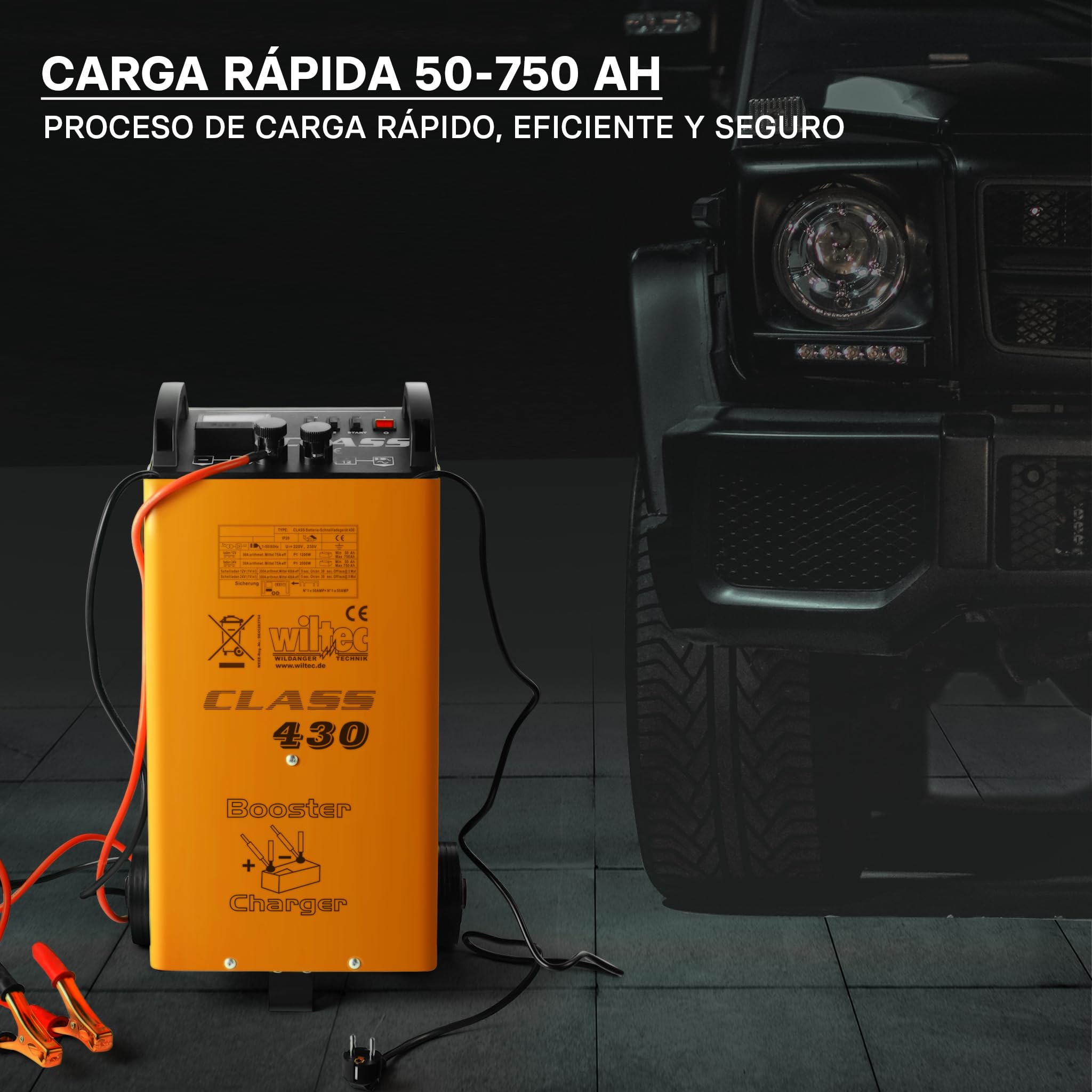 Wiltec Boost 430 dispositivo de carga para baterías 12V 24V Cargador de baterías