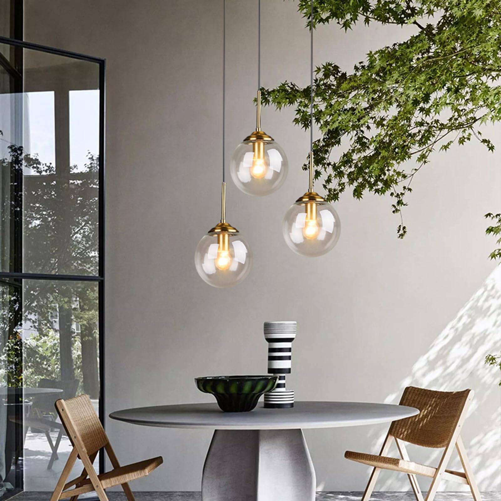 ROBAUN 3-Light Glass Pendant Lighting Fixture with 5.12