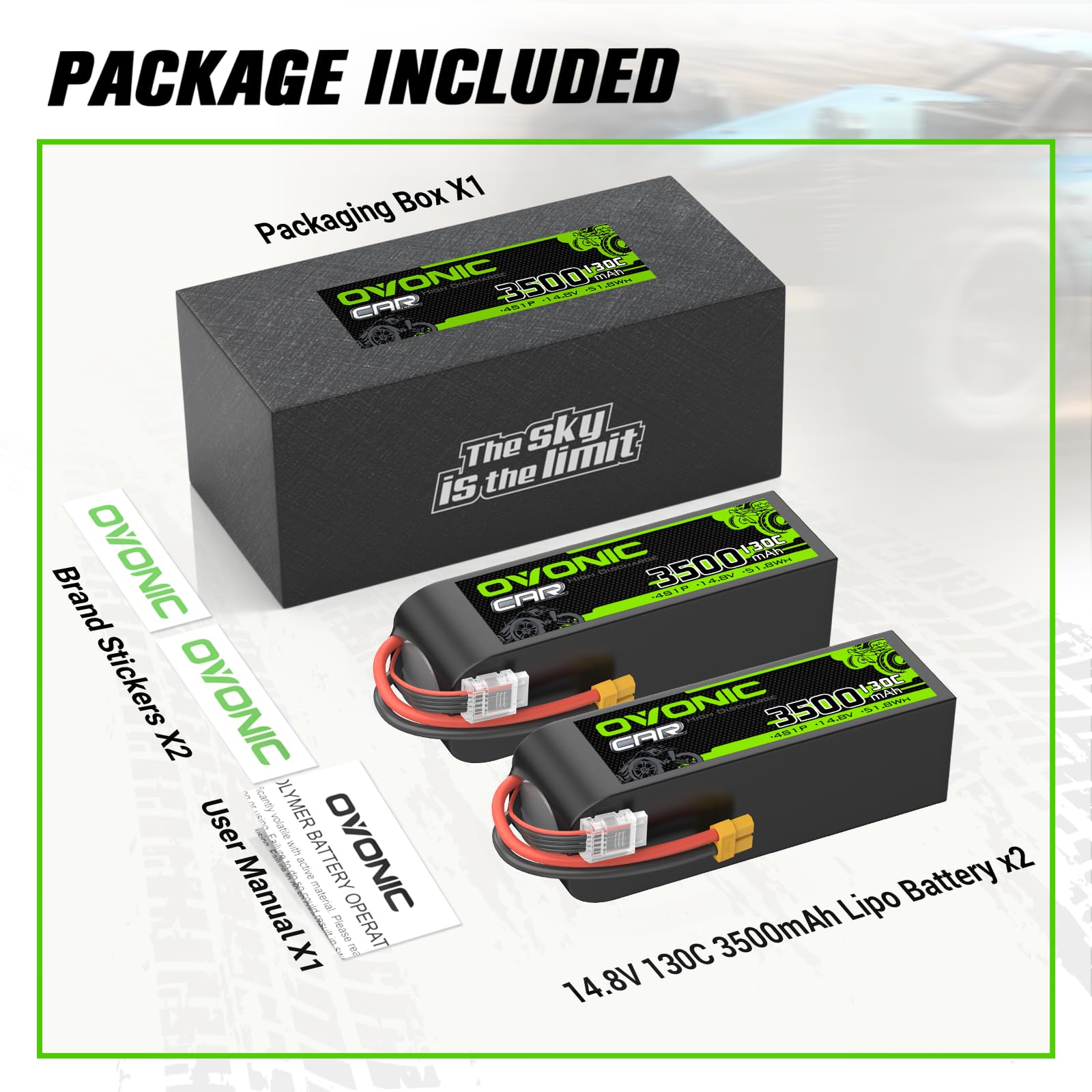 Amazon.com: OVONIC 4S LiPo Battery 3500mAh 14.8V 130C RC Battery