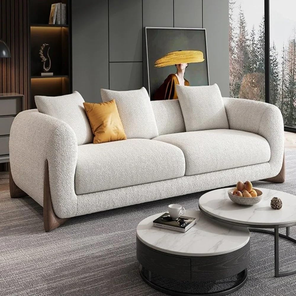 Modern & Stylish Sofa Chesterfield Design with Stylish Wooden Legs Bouncy Teddy Fabric Sofa for Bedroom, Dining Room, Living Room & Hallway-(2 Seater Beige).-image-41