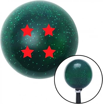 American Shifter 60528 Green Metal Flake Shift Knob with 16mm x 1.5 Insert Red 4 Stars