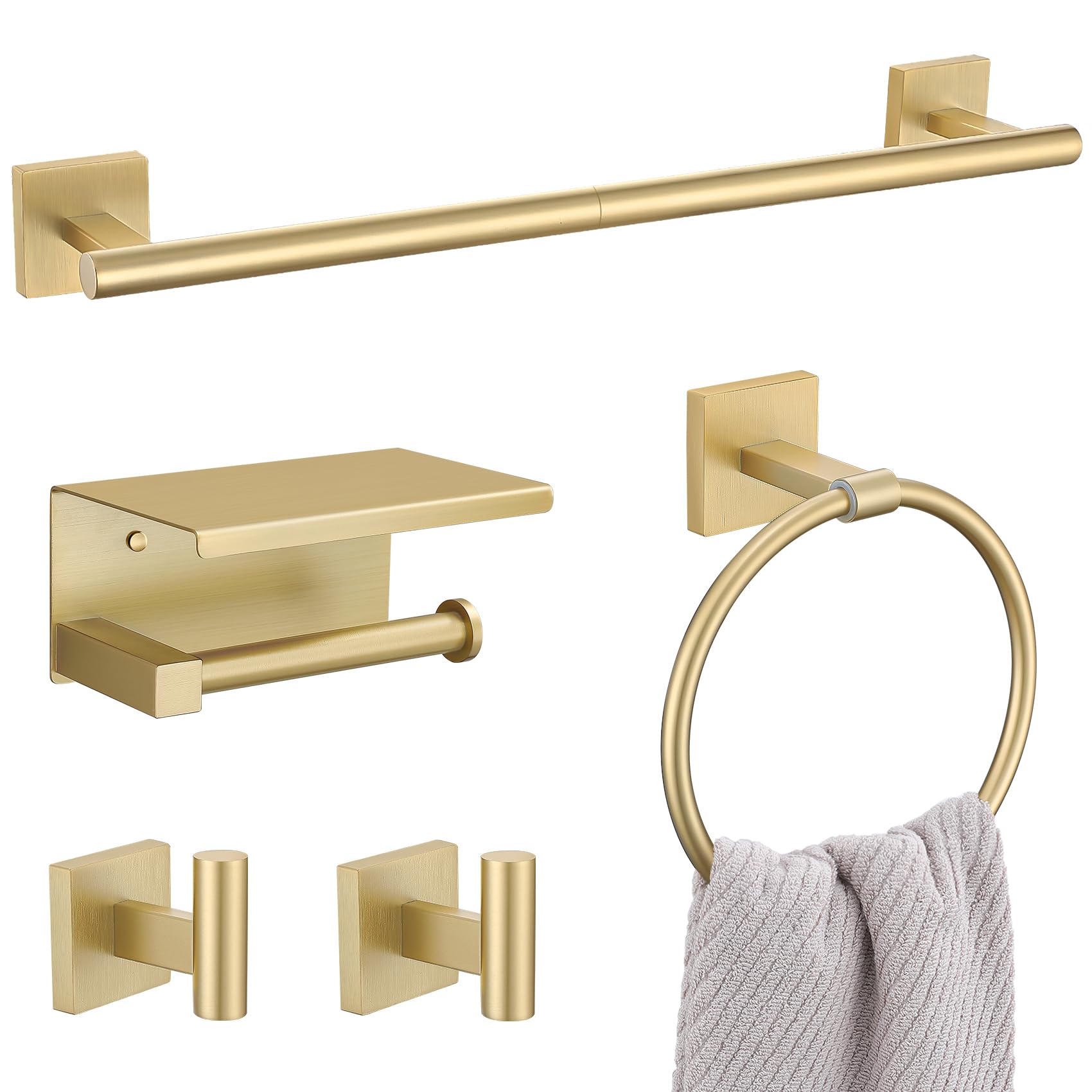 Matte Black Bathroom Hardware Set - 5 Piece Towel Bar -18