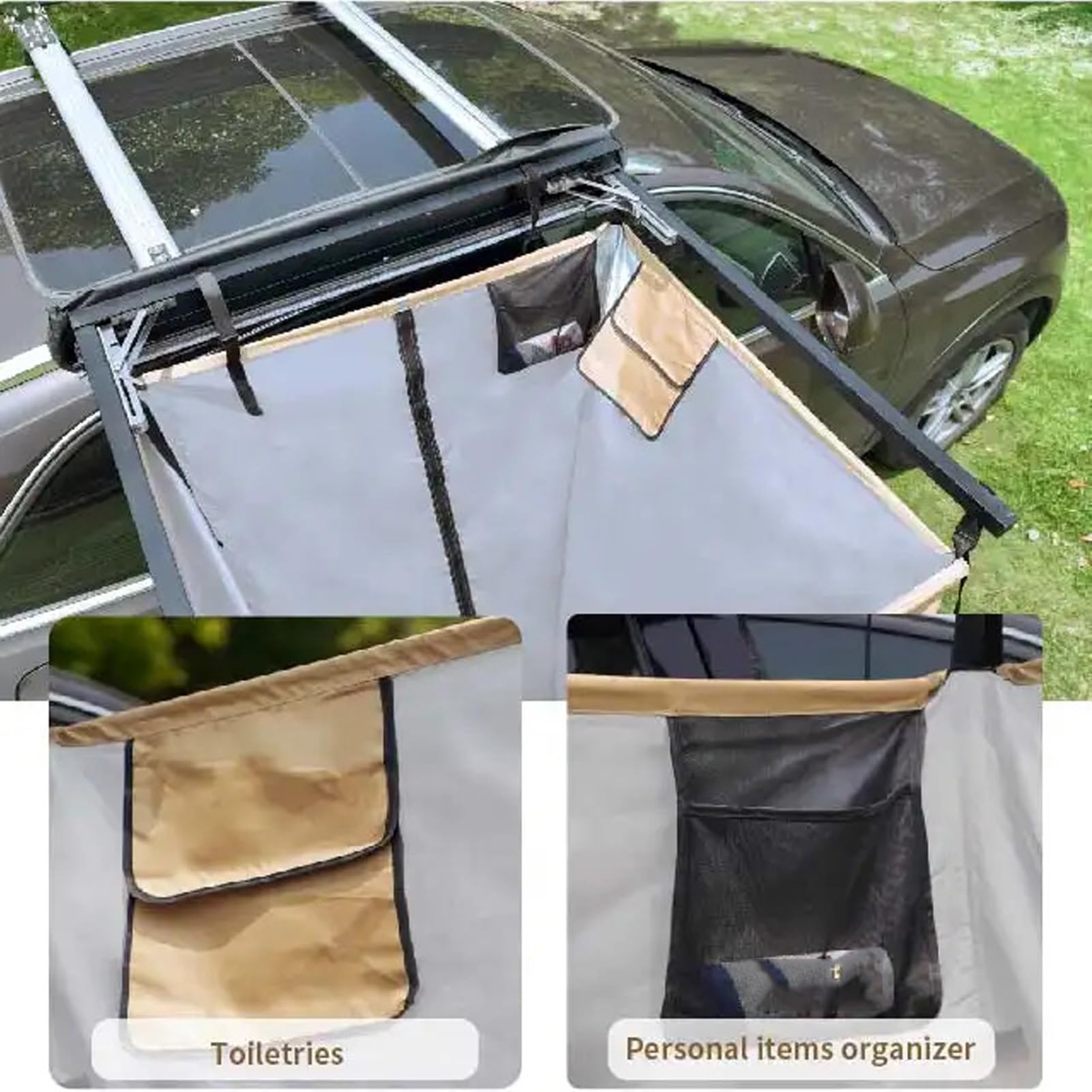 Auto-tragbare Privatsphäre-Duschkabine, Einfache Einrichtung, Außenduschkabine für Camping, Khaki-Duschzelt