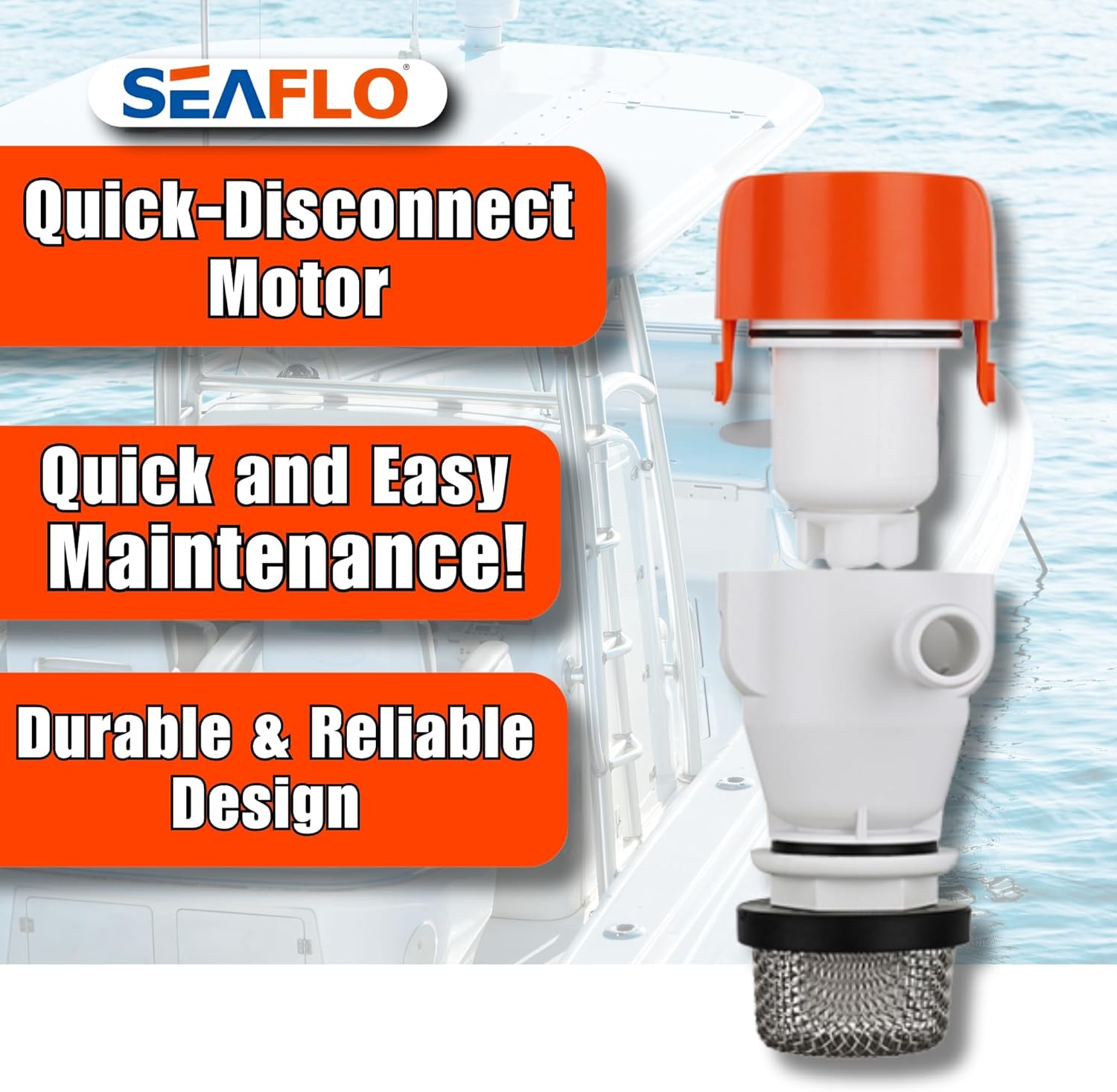 SEAFLO 12V 800 GPH 13F Series Portable Livewell Aerator Kit - Recirculating Pump with Aerator Spray Head, Submersible, Quiet Operation- 4-Year Warranty