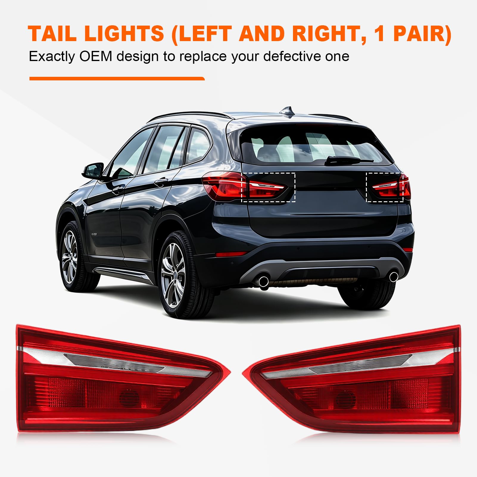 Fanali Posteriori Sinistro e Destro per BMW X1 F48 2014-2022 Luce Freno Luce di Posizione Sostituzione 63217350697 63217350698 1 Paio (Sinistro e Destro)
