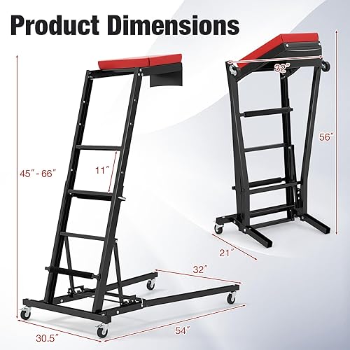 Miniatura 6 de Goplus Enredadera plegable superior, enredadera de motor automotriz con altura ajustable de 45 a 66 pulgadas, capacidad de 400 libras, 4 ruedas