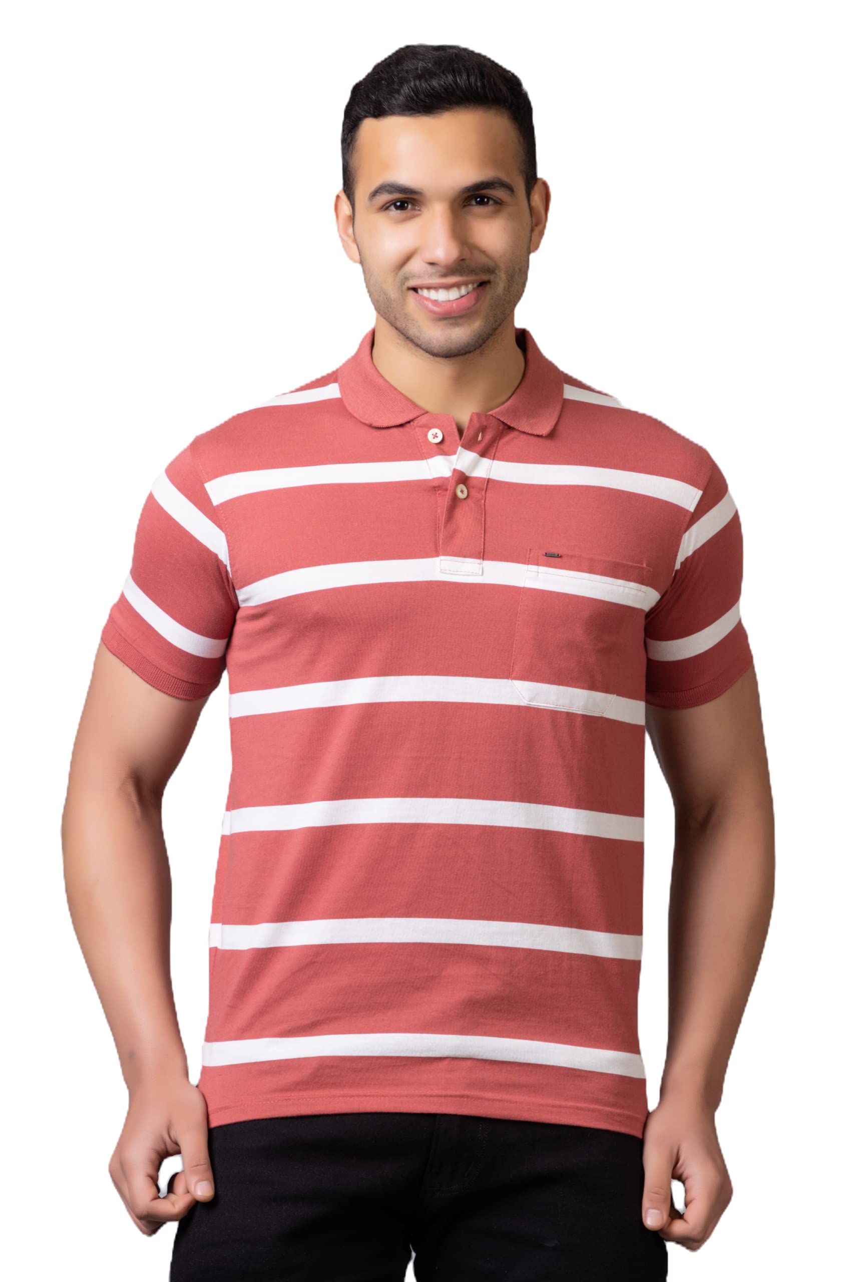 proriders Half Sleeve Cotton Blend Fabric Collared Regular Fit Men's Polo Striper Tshirt with Pocket for Casual wear-picture-29