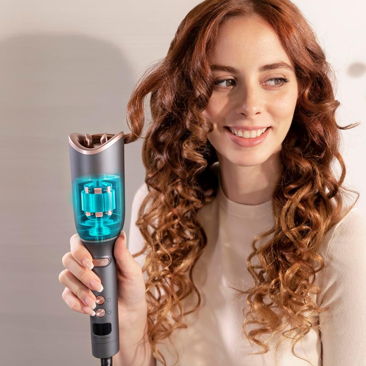 Cecotec Fer à boucler automatique Bamba Surfcare 850 Magic Waves Vision, Moteur numérique Brushless, Revêtement en céramique, réglage de la température et du temps, et écran LCD.