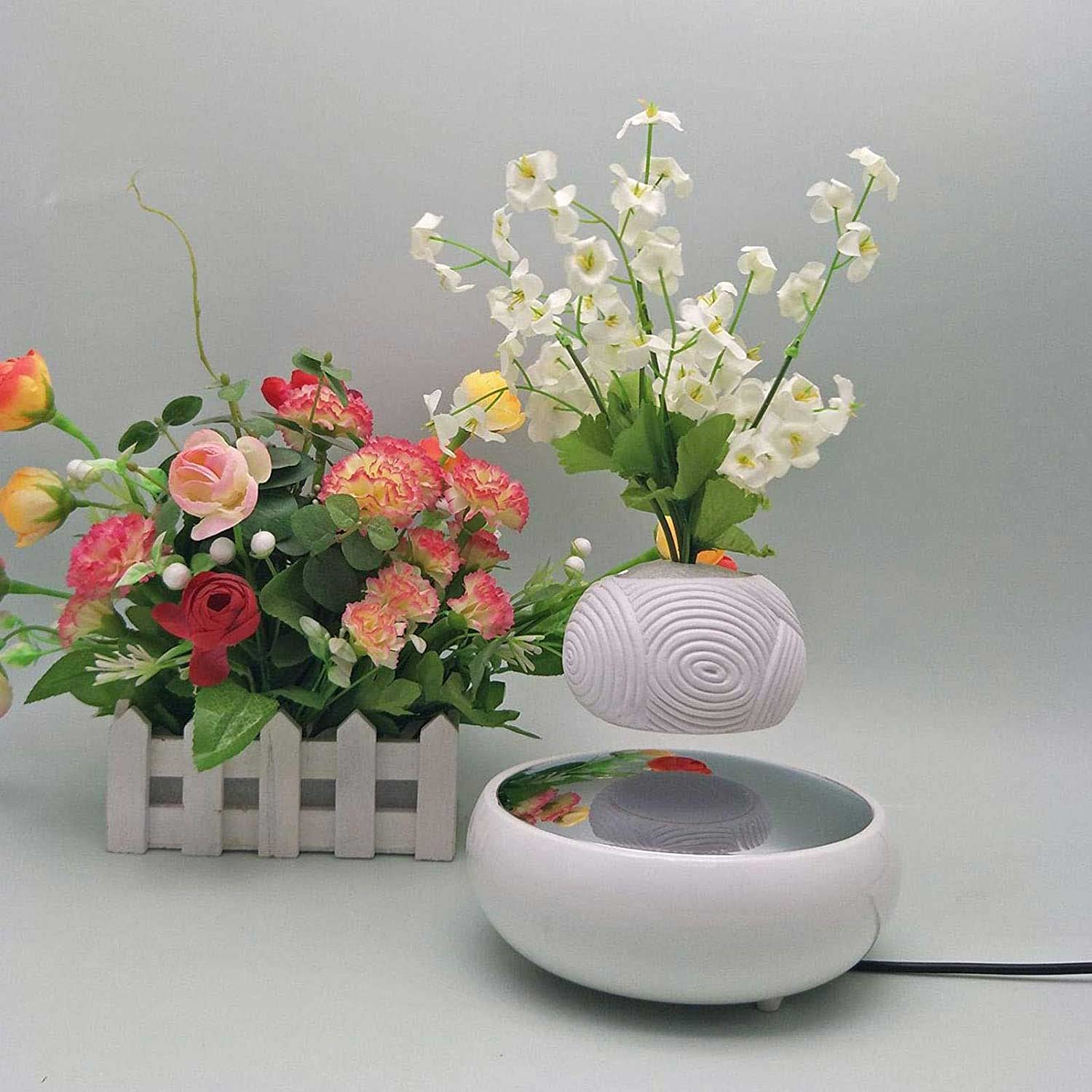 INOVAXION Vaso Levitante Magnetico Per Piante – Rotazione 360° Silenziosa – Supporto Fino A 200g – Decorazione Casa/Ufficio