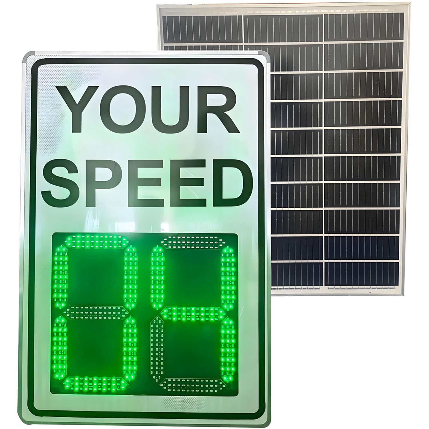 Señal de radar de velocidad con energía solar, detector de retroalimentación de velocidad de aluminio resistente a la corrosión, señal de límite de velocidad de 3 dígitos con pantalla de 24"
