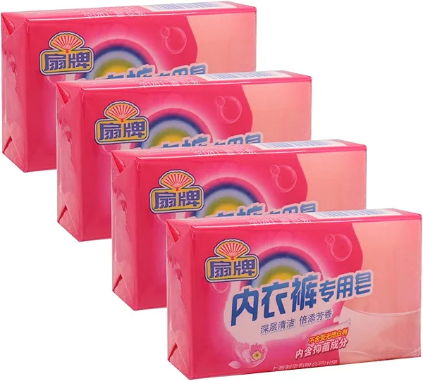 BEE & FLOWER Fan Underwear Cleaning Soap Bar Underwear Laundry Soap Bar Cloth Washing Soap Bars for Panties (6.3 Oz x 4)
