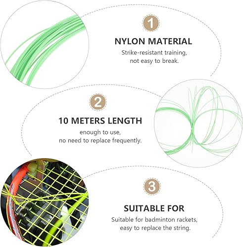 Miniatura 8 de Sosoport 1 rollo de hilo de raqueta de bádminton hilo de raqueta de bádminton hilo de nylon reemplazar