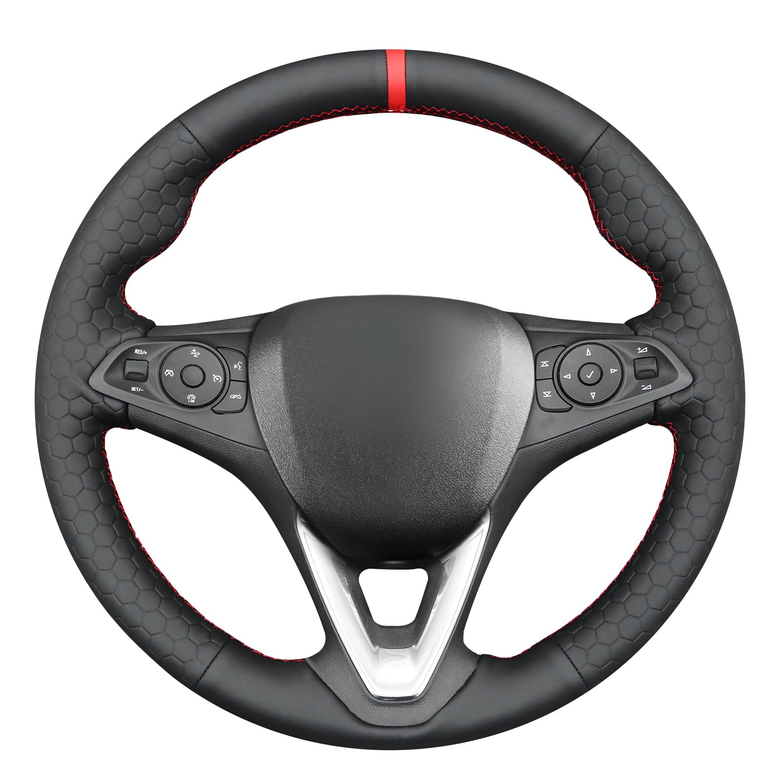 MEWANT DIY Stitched Steering Wheel Cover Wrap for Opel Astra(K) 2015-2020/Corsa(E) 2014-2019/Crossland X 2017-2020/Grandland X 2017-2020/Insignia(CT) B 2017-2020/Karl 2015-2020/Zafira(C) 2016-2019