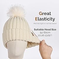 Vista 4 de FURTALK Gorro de punto para el invierno para mujer con pompón de piel sintética