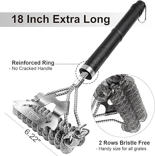Miniatura 4 de Cepillo Grillart para parrilla, sin cerdas y raspador, cepillo de barbacoa seguro para parrilla, limpiador de parrilla de acero inoxidable, sin