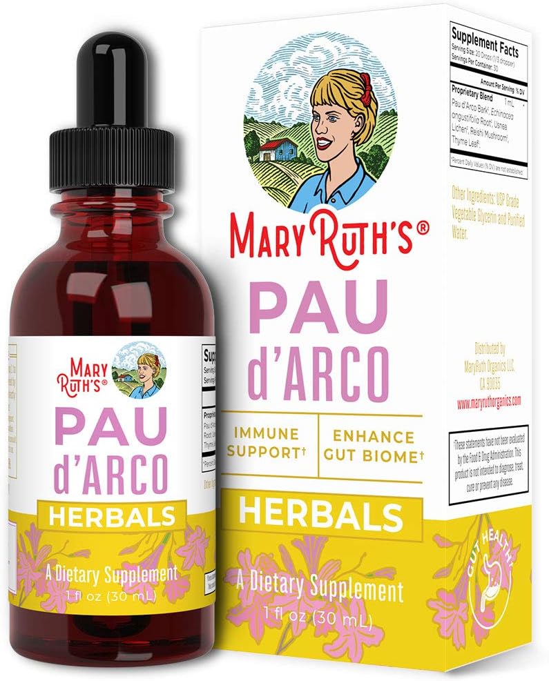 MaryRuth Organics PAU D Arco | PAU D Arco Drops for Immune Support | Liquid Supplement for Gut Health | Immune Support | Supplements for Digestive Health | Vegan | Non-GMO | Gluten Free | 1 Fl Oz